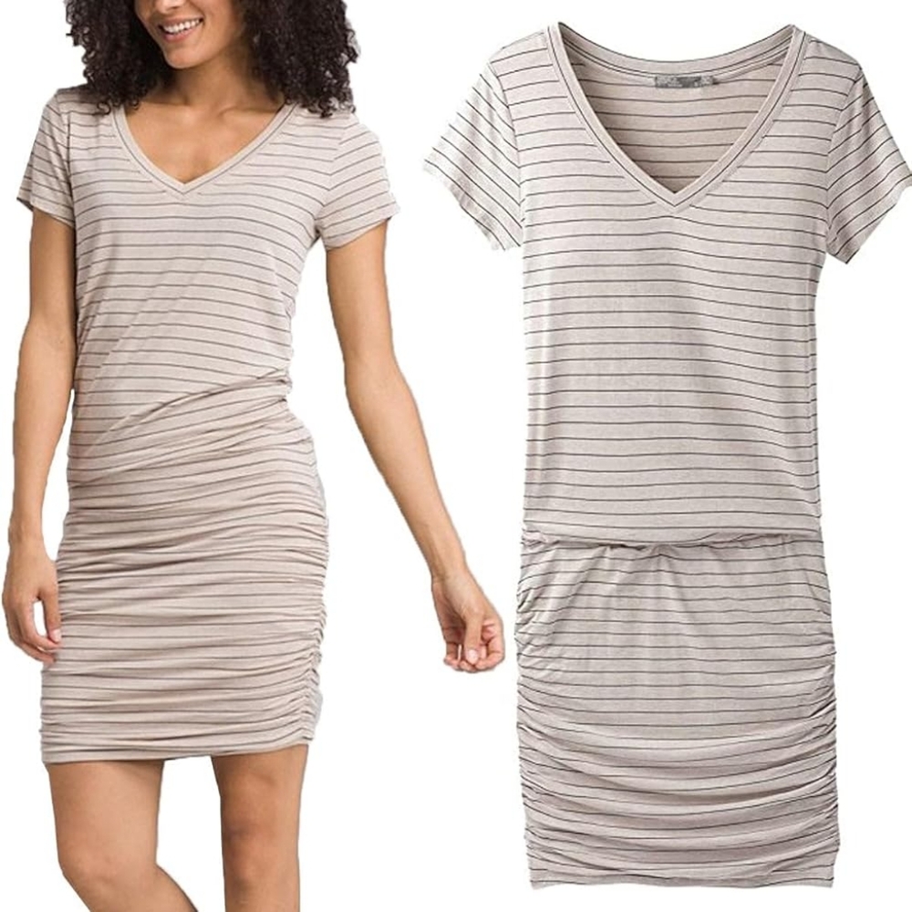 Prana Foundation Dress XS Gray Striped